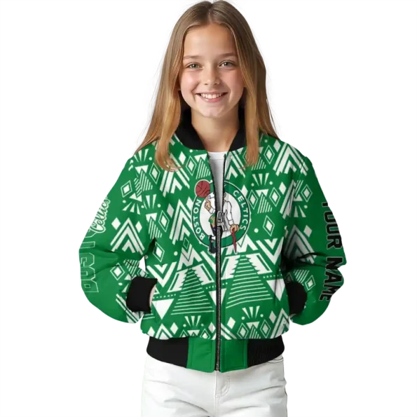 custom boston celtics pyramid shapes green bomber jacket top rated