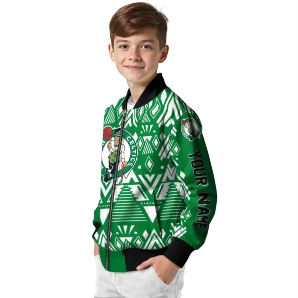 custom boston celtics pyramid shapes green bomber jacket trendy