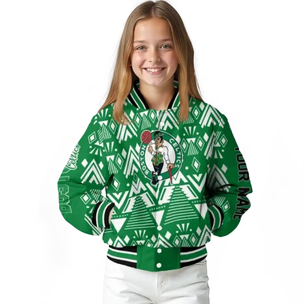 custom boston celtics pyramid shapes green varsity jacket top rated.webp