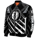 custom brooklyn nets chevron angles black bomber jacket best selling