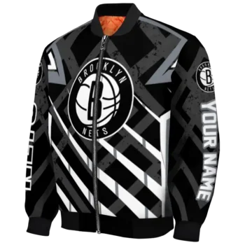 custom brooklyn nets chevron angles black bomber jacket best selling