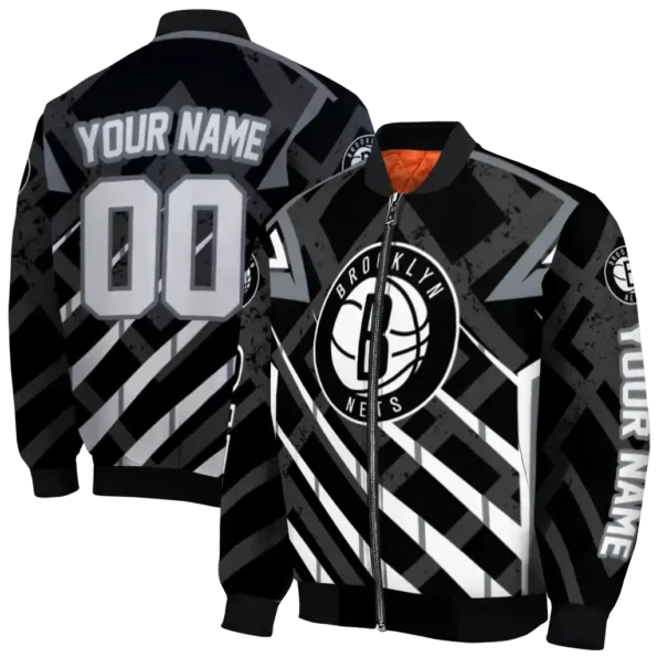 custom brooklyn nets chevron angles black bomber jacket fashion forward