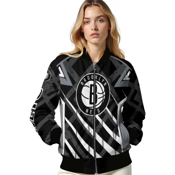 custom brooklyn nets chevron angles black bomber jacket latest model