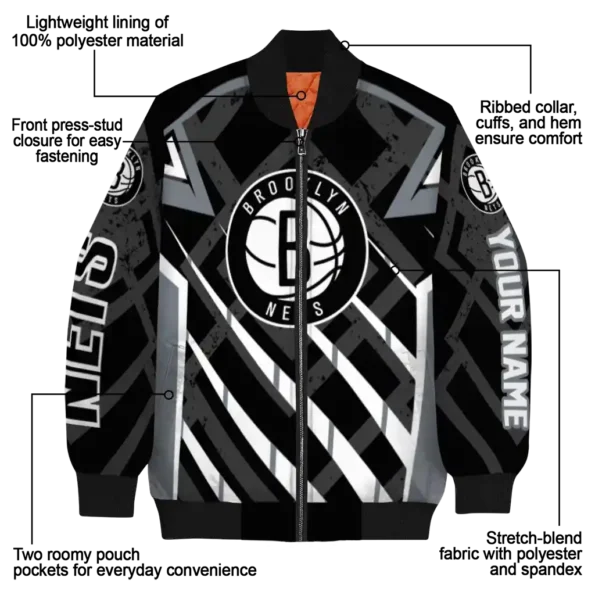 custom brooklyn nets chevron angles black bomber jacket new arrival