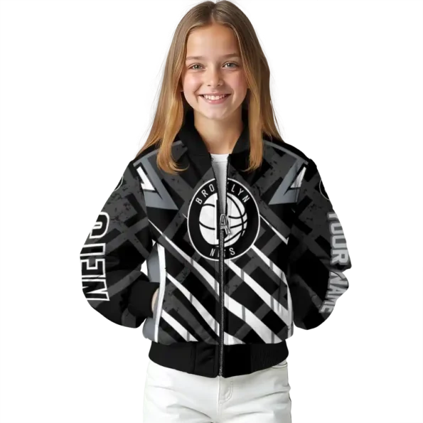 custom brooklyn nets chevron angles black bomber jacket top rated