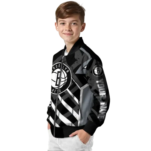 custom brooklyn nets chevron angles black bomber jacket trendy