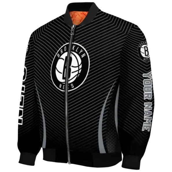 custom brooklyn nets chevron arrow black bomber jacket best selling