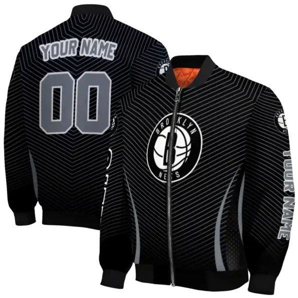 custom brooklyn nets chevron arrow black bomber jacket fashion forward