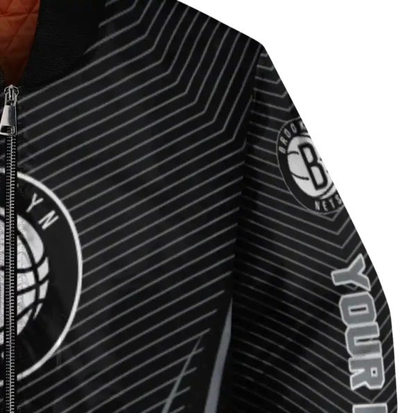 custom brooklyn nets chevron arrow black bomber jacket premium grade
