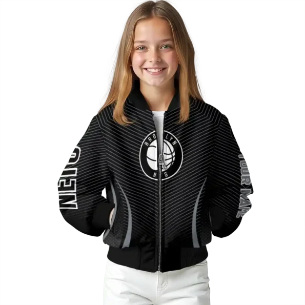 custom brooklyn nets chevron arrow black bomber jacket top rated