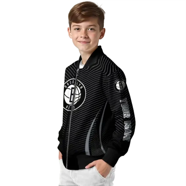 custom brooklyn nets chevron arrow black bomber jacket trendy