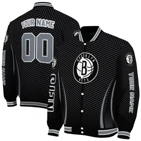 custom brooklyn nets chevron arrow black varsity jacket fashion forward.webp
