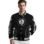custom brooklyn nets chevron arrow black varsity jacket best selling.webp