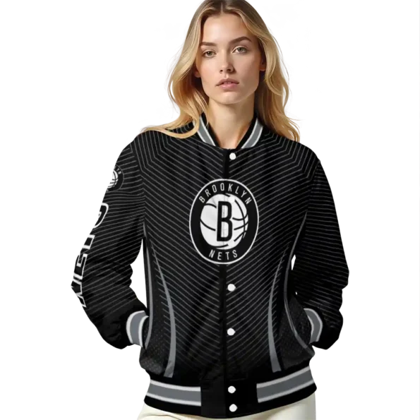 custom brooklyn nets chevron arrow black varsity jacket latest model.webp