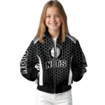 custom brooklyn nets hexagon grid black bomber jacket best selling
