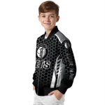 custom brooklyn nets hexagon grid black bomber jacket best selling
