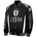 custom brooklyn nets hexagon grid black varsity jacket best selling.webp