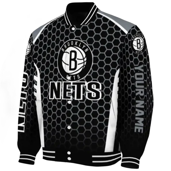 custom brooklyn nets hexagon grid black varsity jacket best selling.webp