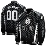 custom brooklyn nets hexagon grid black varsity jacket best selling.webp