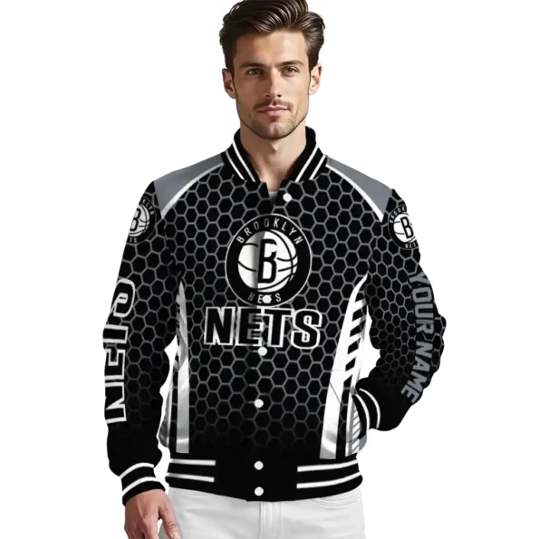 custom brooklyn nets hexagon grid black varsity jacket high quality.webp
