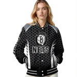 custom brooklyn nets hexagon grid black varsity jacket best selling.webp