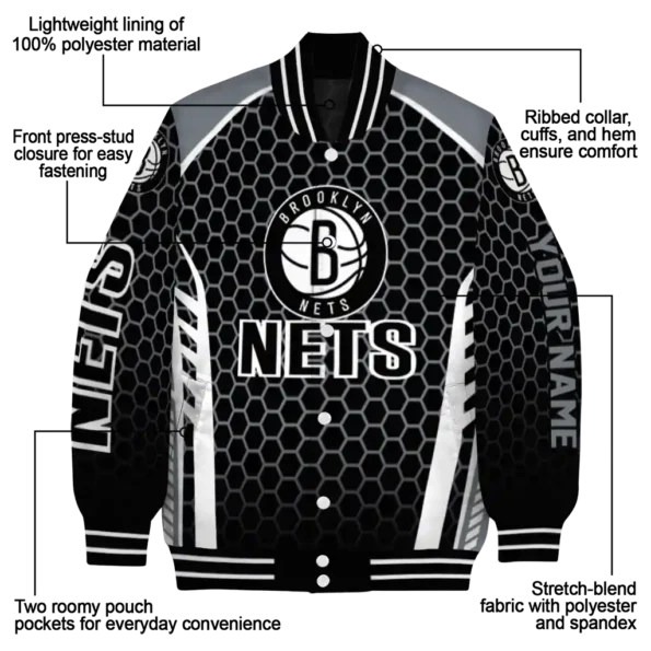 custom brooklyn nets hexagon grid black varsity jacket new arrival.webp