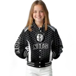 custom brooklyn nets hexagon grid black varsity jacket best selling.webp