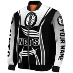 custom brooklyn nets mesh effect black bomber jacket best selling