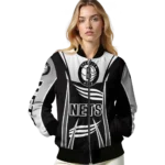 custom brooklyn nets mesh effect black bomber jacket best selling