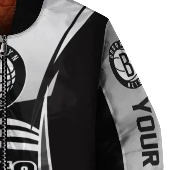 custom brooklyn nets mesh effect black bomber jacket premium grade