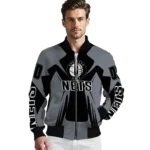 custom brooklyn nets spider mark black bomber jacket best selling