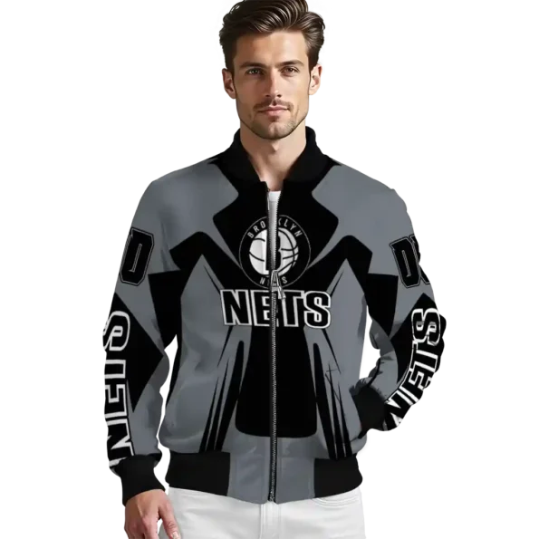 custom brooklyn nets spider mark black bomber jacket high quality