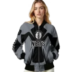 custom brooklyn nets spider mark black bomber jacket best selling