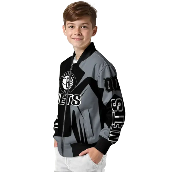 custom brooklyn nets spider mark black bomber jacket trendy