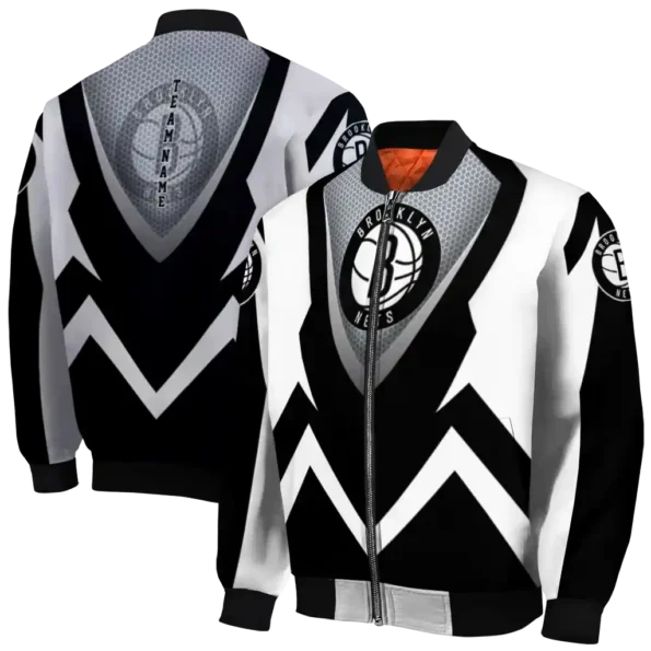 custom brooklyn nets v stripes black white bomber jacket fashion forward
