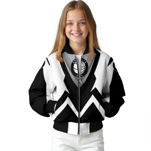 custom brooklyn nets v stripes black white bomber jacket top rated