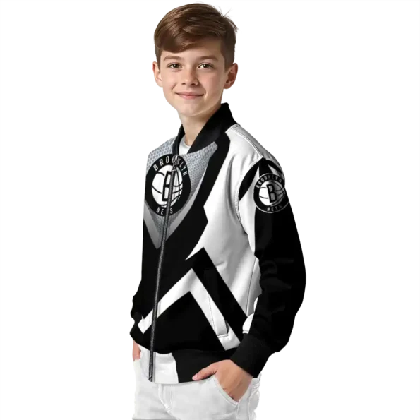 custom brooklyn nets v stripes black white bomber jacket trendy