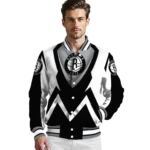 custom brooklyn nets v stripes black white varsity jacket best selling.webp