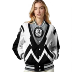 custom brooklyn nets v stripes black white varsity jacket best selling.webp