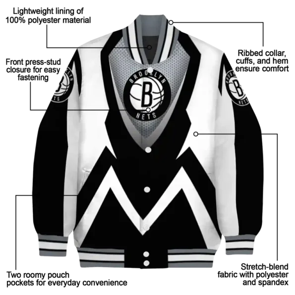 custom brooklyn nets v stripes black white varsity jacket new arrival.webp
