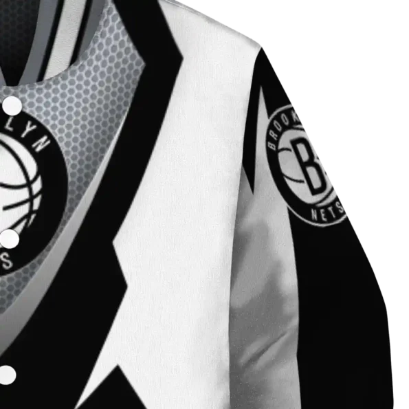 custom brooklyn nets v stripes black white varsity jacket premium grade.webp