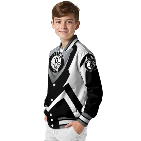 custom brooklyn nets v stripes black white varsity jacket trendy.webp