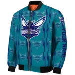 custom charlotte hornets bolt stripe teal bomber jacket best selling