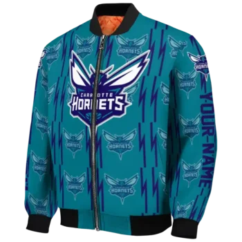 custom charlotte hornets bolt stripe teal bomber jacket best selling