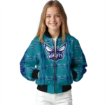 custom charlotte hornets bolt stripe teal bomber jacket best selling