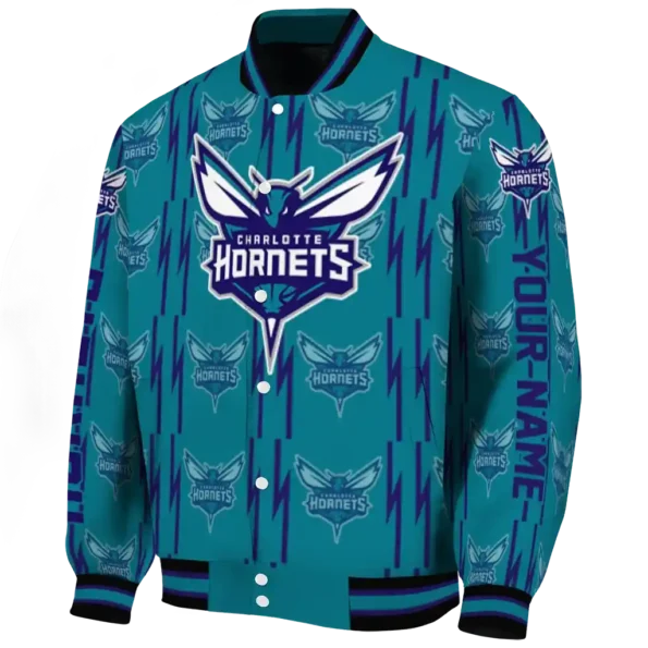 custom charlotte hornets bolt stripe teal varsity jacket best selling.webp