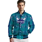 custom charlotte hornets bolt stripe teal varsity jacket best selling.webp