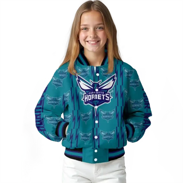 custom charlotte hornets bolt stripe teal varsity jacket top rated.webp