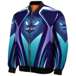 custom charlotte hornets mesh chest black bomber jacket best selling