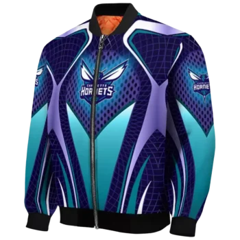 custom charlotte hornets mesh chest black bomber jacket best selling